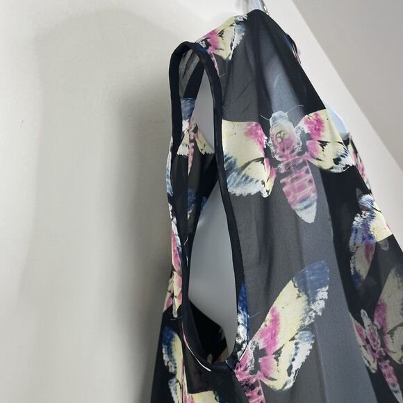 Black Sheer Butterfly Fairy Grunge Whimsigoth Flowy Oversize High Low Top Medium - Picture 6 of 9